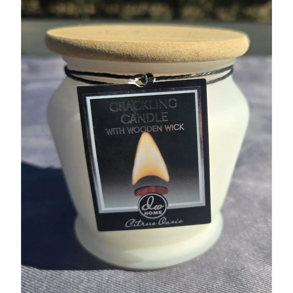 DW Home Crackling Candle in Glass Jar with Wooden Wick 9.5 Oz Citrus Oasis